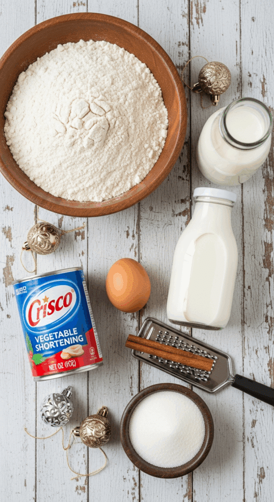The simple, from-scratch ingredients for the classic and impressive Holiday "Grandma's" Buttery Cinnamon Cake.