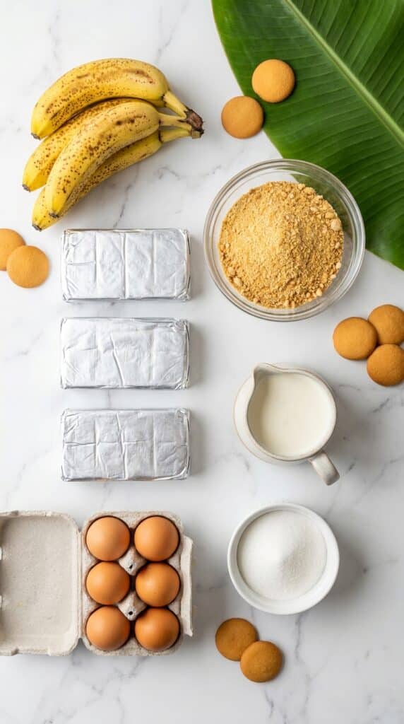 A flat lay of lemons, flour, sugar, butter, and a zester on a light wooden table.