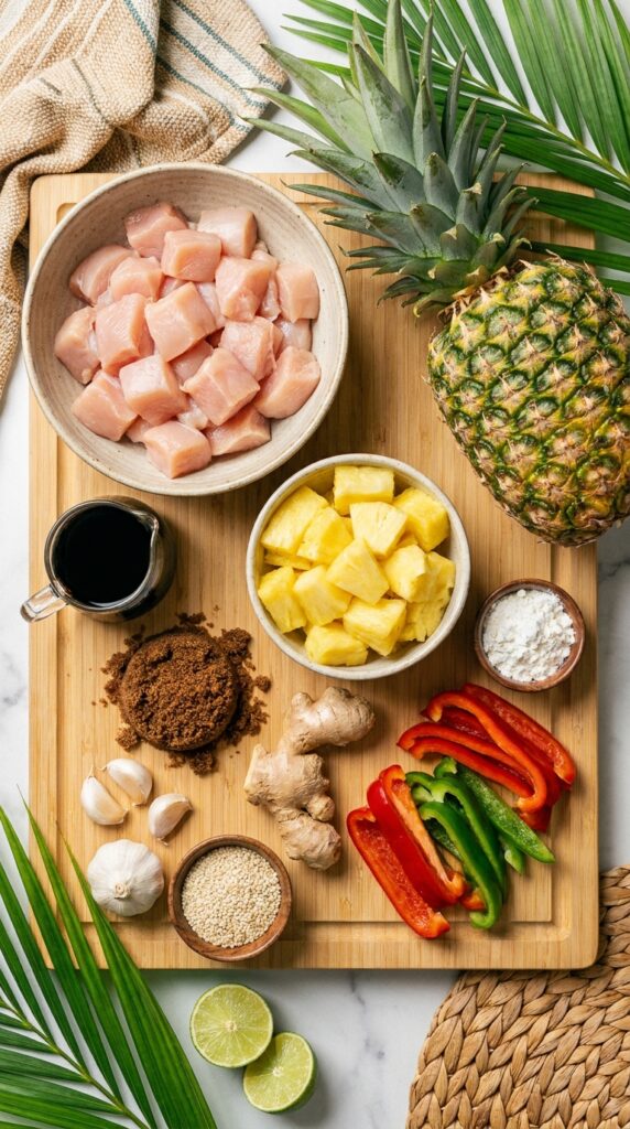 A flat lay showing flour tortillas, apple filling, butter, sugars, and pecans neatly arranged on a marble surface.