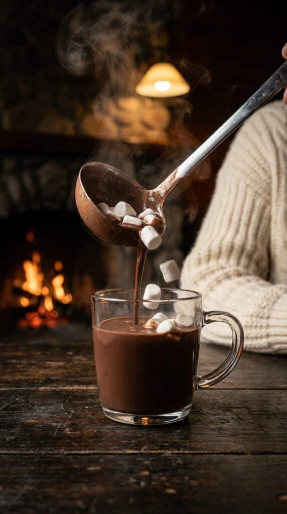 A dramatic close-up of hands breaking a dark chocolate cookie in half, creating a massive, sticky, gooey marshmallow pull against a dark background.