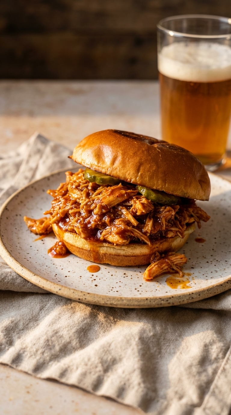 A top-down view inside a cast iron skillet filled with saucy ground chicken, green peppers, and onions in a rich Cajun tomato sauce.