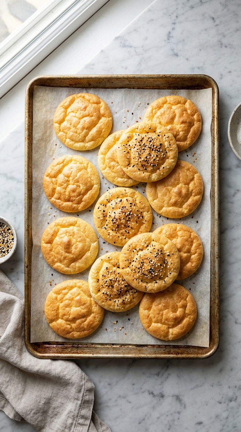 A close-up of a turkey, avocado, and lettuce sandwich using golden cottage cheese cloud bread instead of traditional buns.