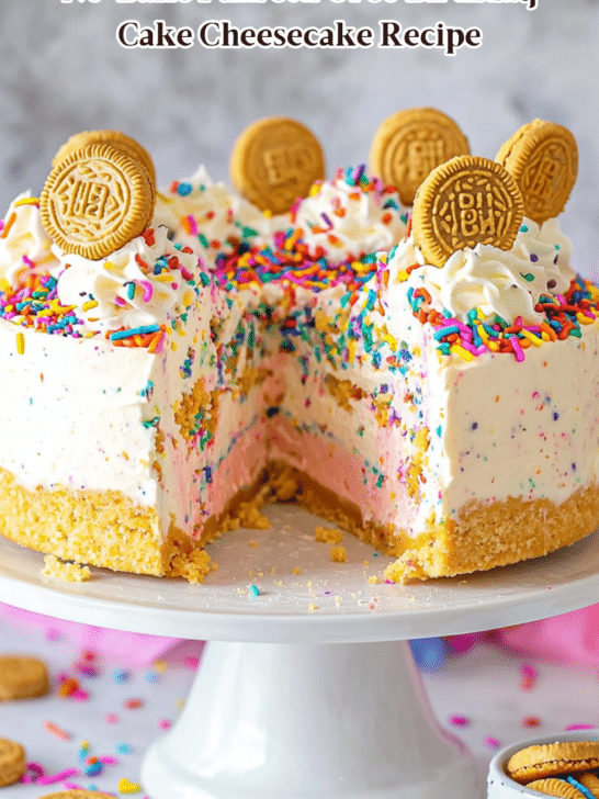 No-Bake Funfetti Oreo Birthday Cake Cheesecake Recipe