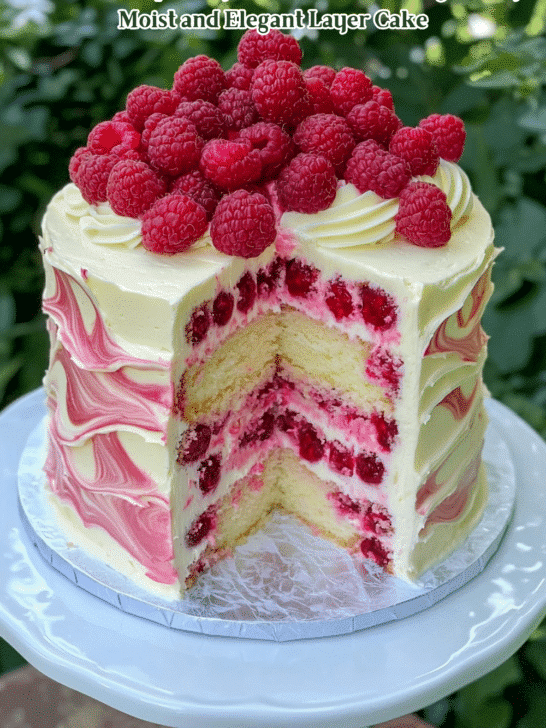 Almond Raspberry Swirl Cake – A Delightfully Moist and Elegant Layer Cake