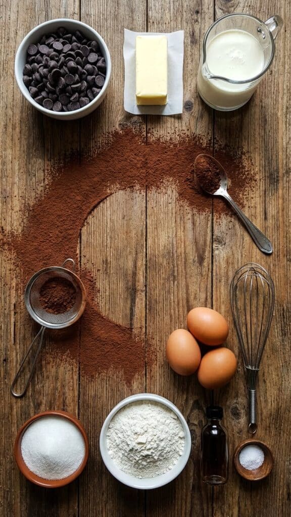 A fork cutting into a chocolate mousse brownie, showing the soft creamy texture against the dense base.