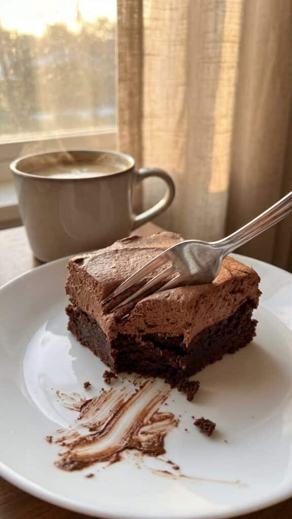 A flat lay of baking ingredients including chocolate chips, cocoa powder, heavy cream, eggs, and butter.