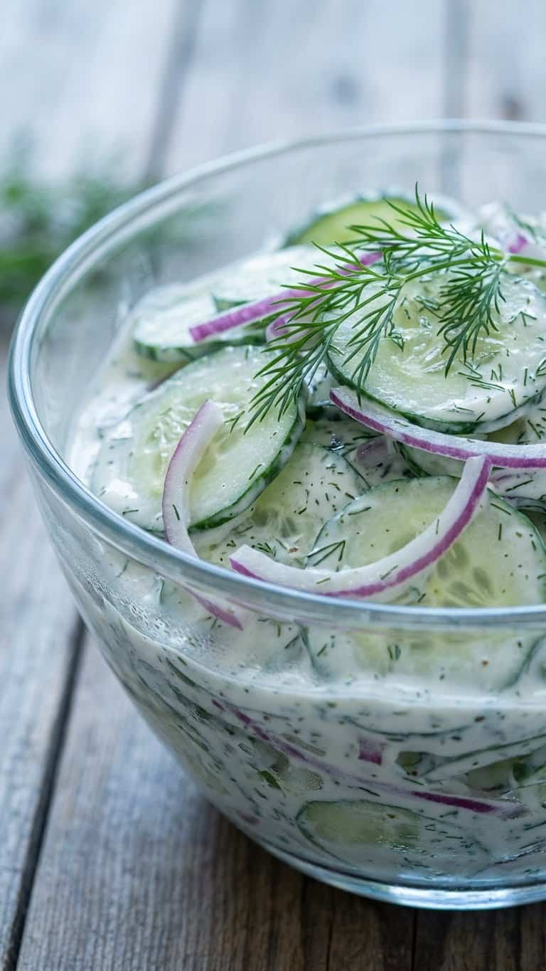 A refreshing shot emphasizing the "cool" and "creamy" nature of the dish.