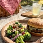 A context shot placing the dish in its natural habitat: a summer BBQ or picnic.
