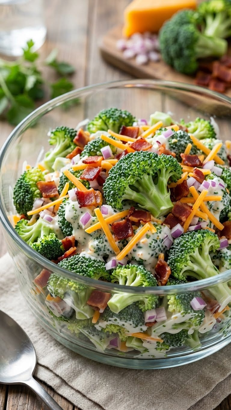 A vibrant, colorful shot showing the salad in a communal bowl, emphasizing the generous amount of mix-ins.