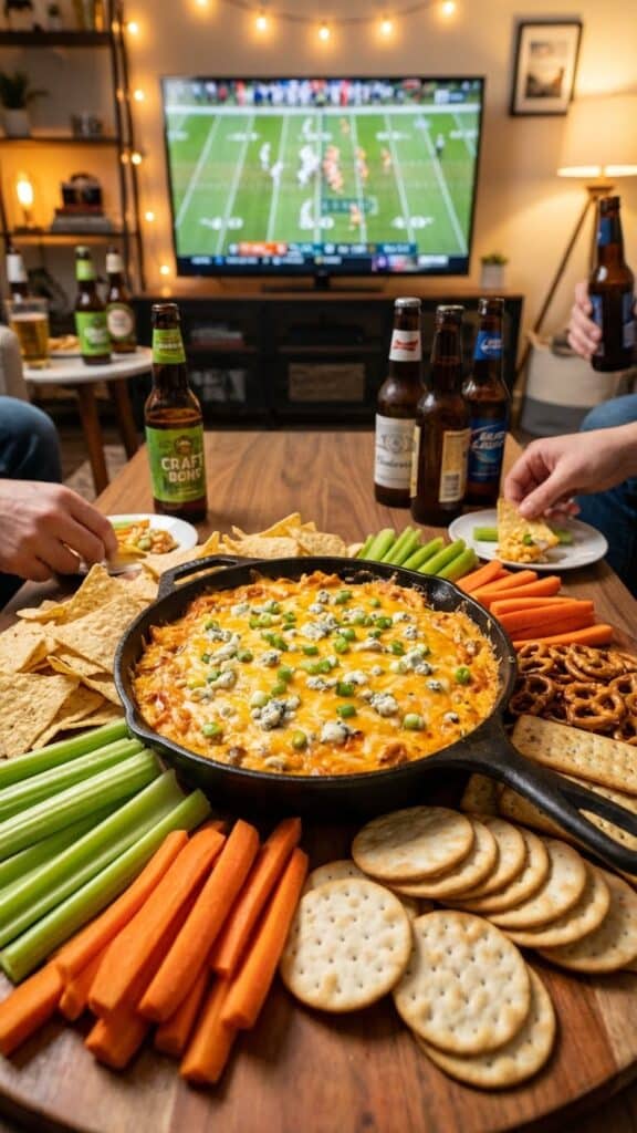 Sets the scene for when to eat this dish—specifically sports events or gatherings.