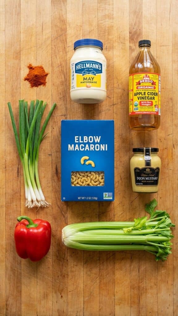 A layout showing the standard pantry staples and fresh crunch required.