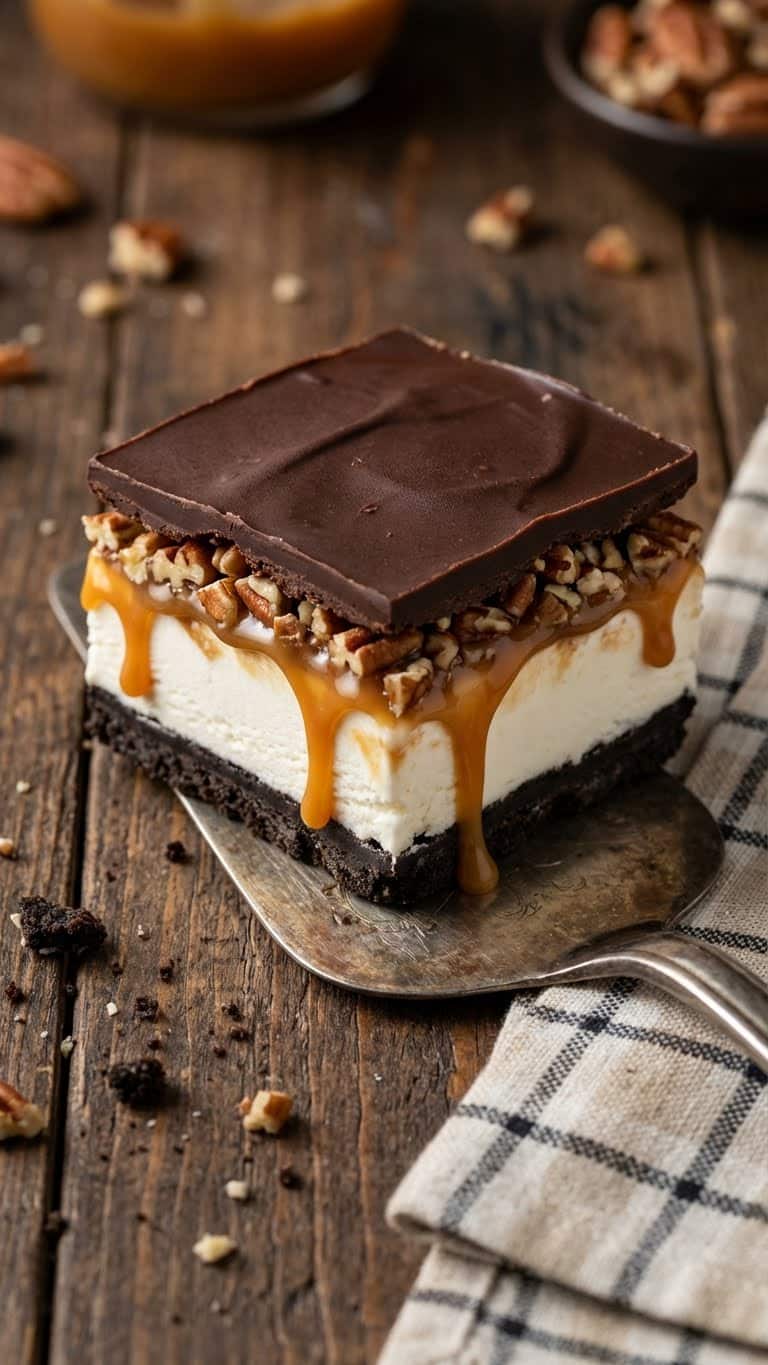 Stack of round homemade Buster Bar treats with a bite taken out.