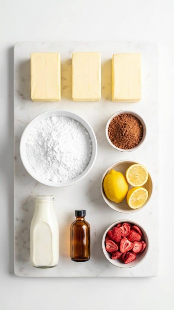 The toolkit for the perfect frosting. Butter + Sugar + Imagination. 🧈🍓🍫