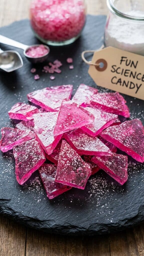 Extreme close-up of a piece of fizzy candy showing the trapped air bubbles.
