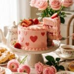 A pan of Reese's ice cream sandwich cake being served at an outdoor party.