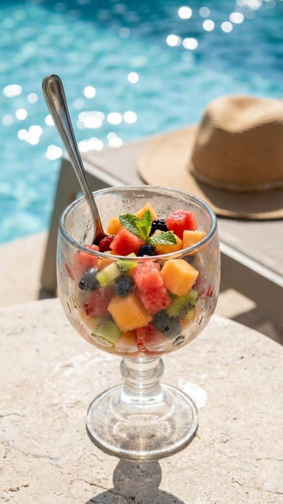 A lifestyle shot that sells the "cooling" and "refreshing" benefit of the dish.